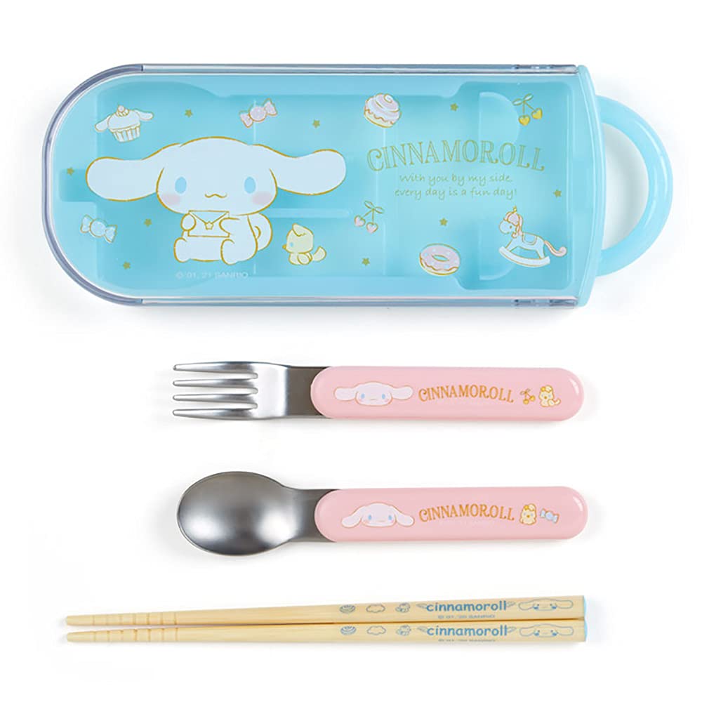 Sanrio 3-Piece Spoon Fork Chopsticks Set For Kids W/Name Sticker | Japan Made | Cinnamoroll 879002- Japan Figure Store - #1 Bring To You The Best Japanese Goods