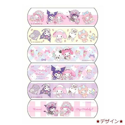 Santan My Melody & Kuromi X Dolly Mix Bandage 322556 Sanrio Japan 18Pcs Kids Adhesive Plaster Scratch Tape- Japan Figure Store - #1 Bring To You The Best Japanese Goods