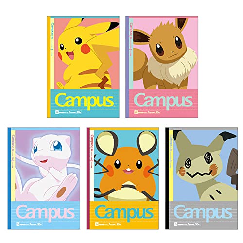 Showa Note Pocket Monster Note Campus Note Dot Ruled Line A Ruled 5 Book Pack 119729003- Japan Figure Store - #1 Bring To You The Best Japanese Goods