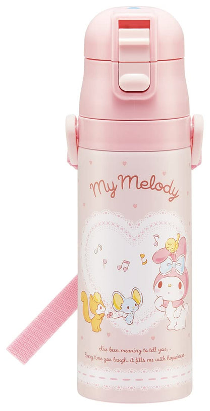 Skater My Melody Yasashii Music 470Ml Stainless Steel Japan Water Bottle For Girls Sdc4-A- Japan Figure Store - #1 Bring To You The Best Japanese Goods