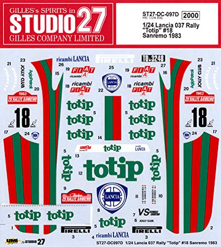 Studio27 St27 Dc097D Lancia 037 Rally Totip 18 Sanremo 1983 For Hasegawa 1/24 Car Model Decal- Japan Figure Store - #1 Bring To You The Best Japanese Goods