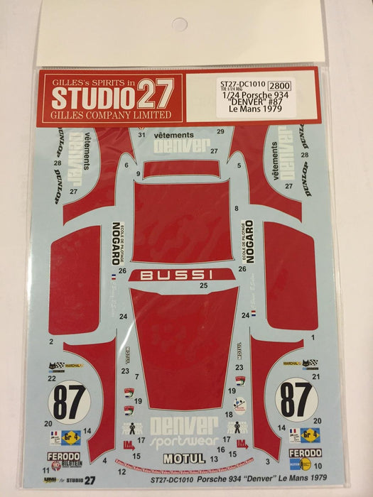 Studio27 St27 Dc1010 Porsche 934 Denver 87 Le Mans 1979 Decal For Tamiya 1/24 Scale Car Parts- Japan Figure Store - #1 Bring To You The Best Japanese Goods