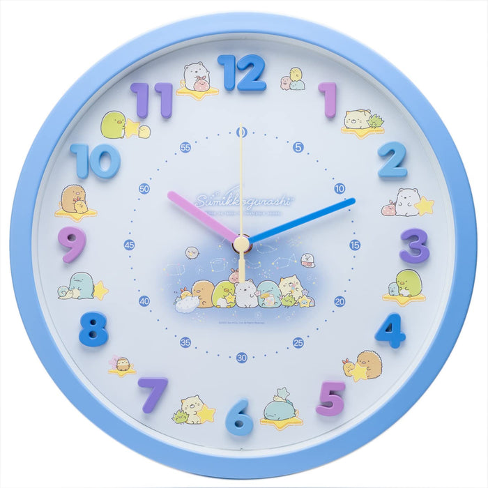 Sumikko Gurashi 2926212 Wall Clock, Blue, Starry Sky Walk, Analog, Quiet, Continuous Second Hand- Japan Figure Store - #1 Bring To You The Best Japanese Goods