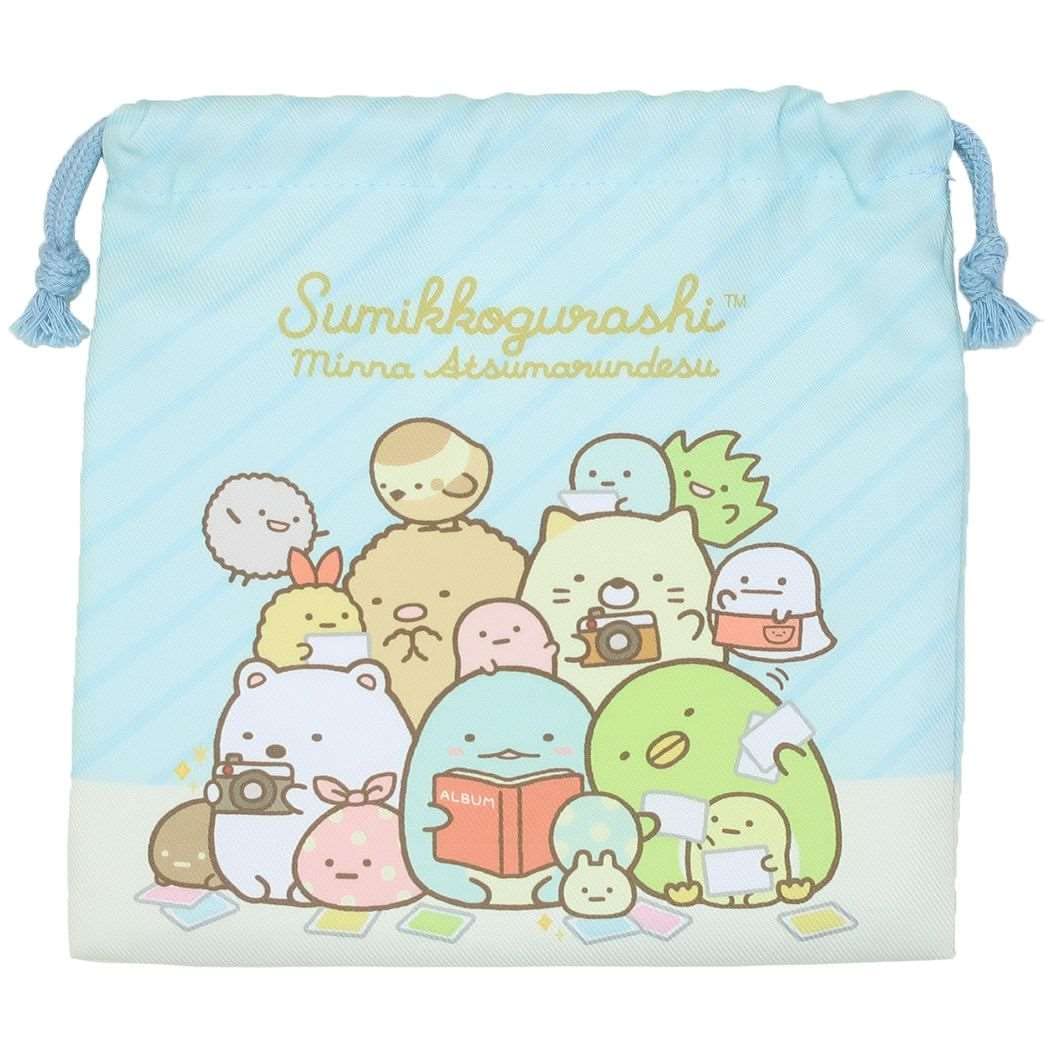 Sumikko Gurashi [Drawstring Bag] Kinchaku Pouch/Everyone Gathers Blue San-X- Japan Figure Store - #1 Bring To You The Best Japanese Goods