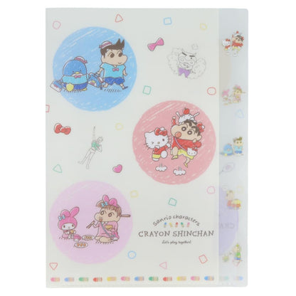 Sun-Star Stationery Japan Sanrio Clear File Die Cut Crayon Shin-Chan X Sanrio S2137062- Japan Figure Store - #1 Bring To You The Best Japanese Goods