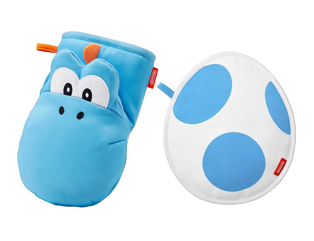 NINTENDO Super Mario Home & Party Oven Mitten & Pot Stand Light Blue Yoshi- Japan Figure Store - #1 Bring To You The Best Japanese Goods