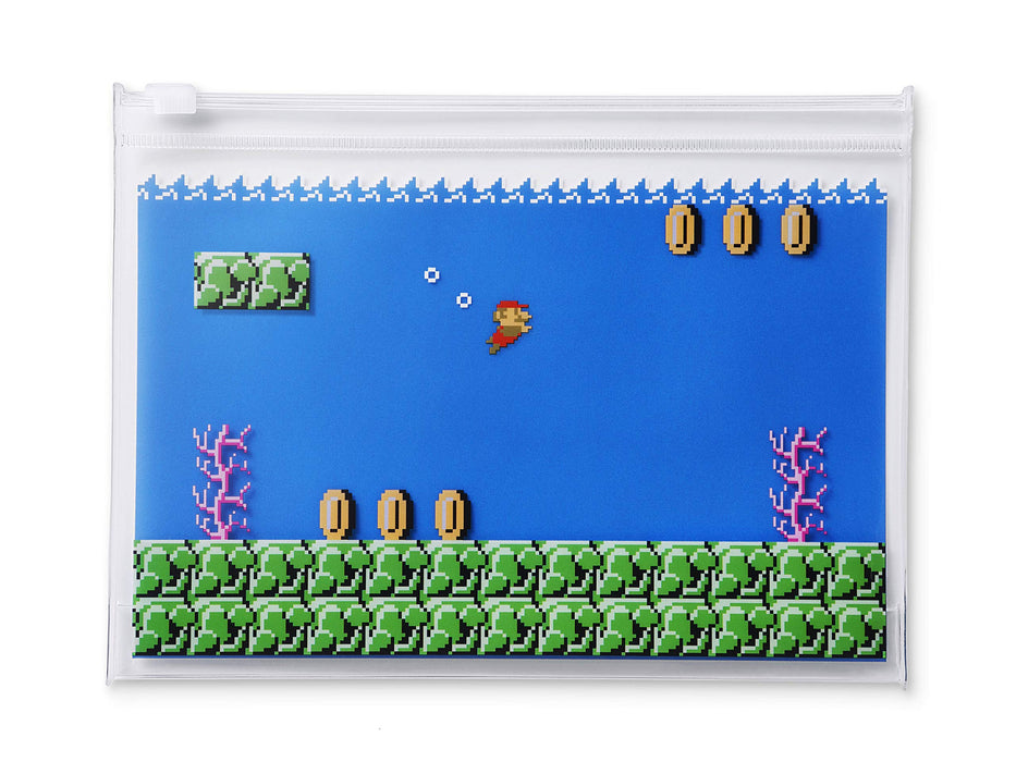 NINTENDO Super Mario Travel Clear Pouch & Mini Bottle Set Underwater Level- Japan Figure Store - #1 Bring To You The Best Japanese Goods
