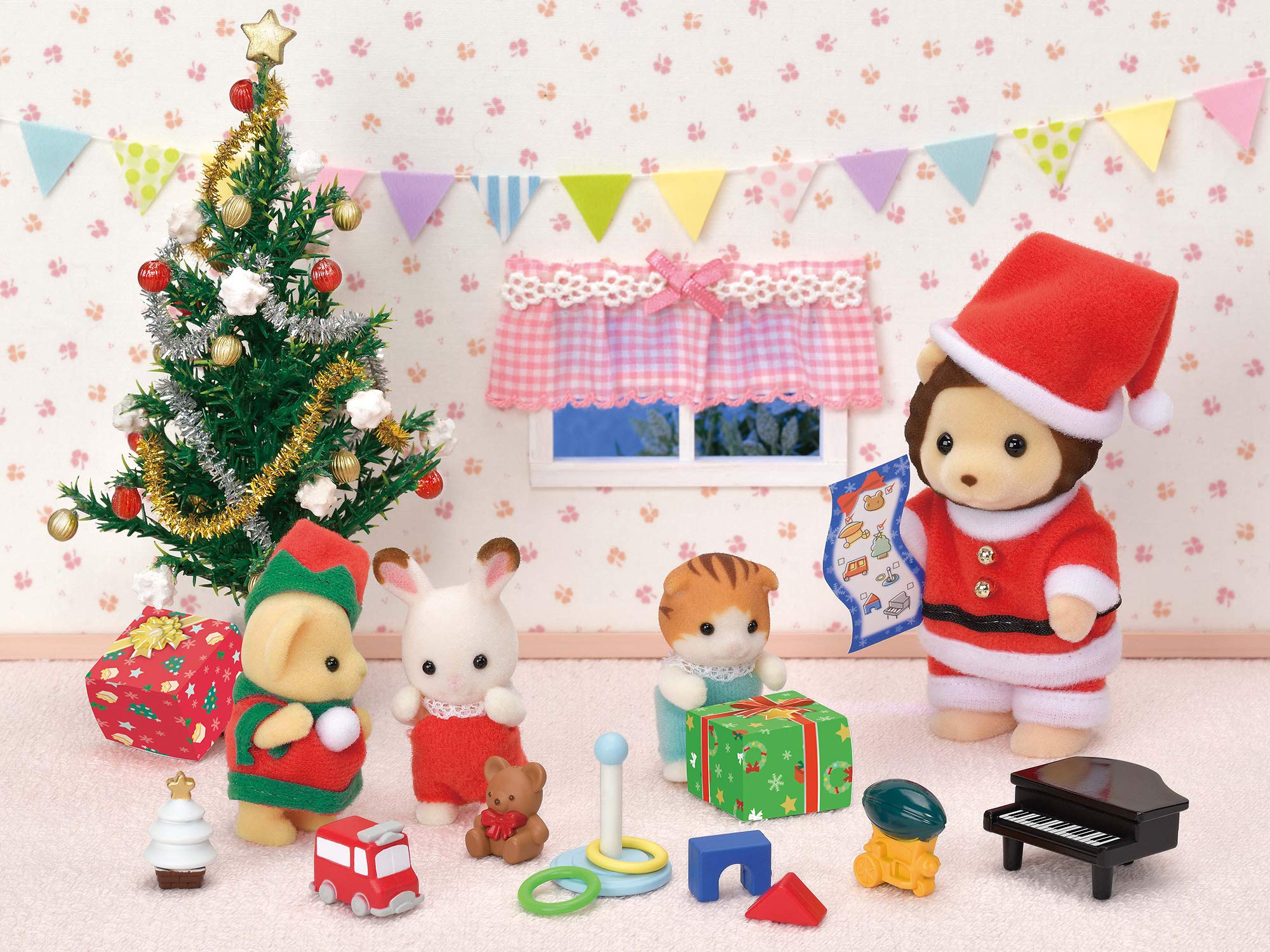 Epoch Sylvanian Families Seasonal Lion Santa Christmas Set SE-206 Certified Toy Dollhouse For Ages 3+- Japan Figure Store - #1 Bring To You The Best Japanese Goods