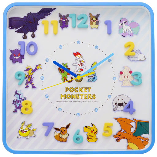T'S FACTORY Pokemon Icon Square Wall Clock Blue- Japan Figure Store - #1 Bring To You The Best Japanese Goods