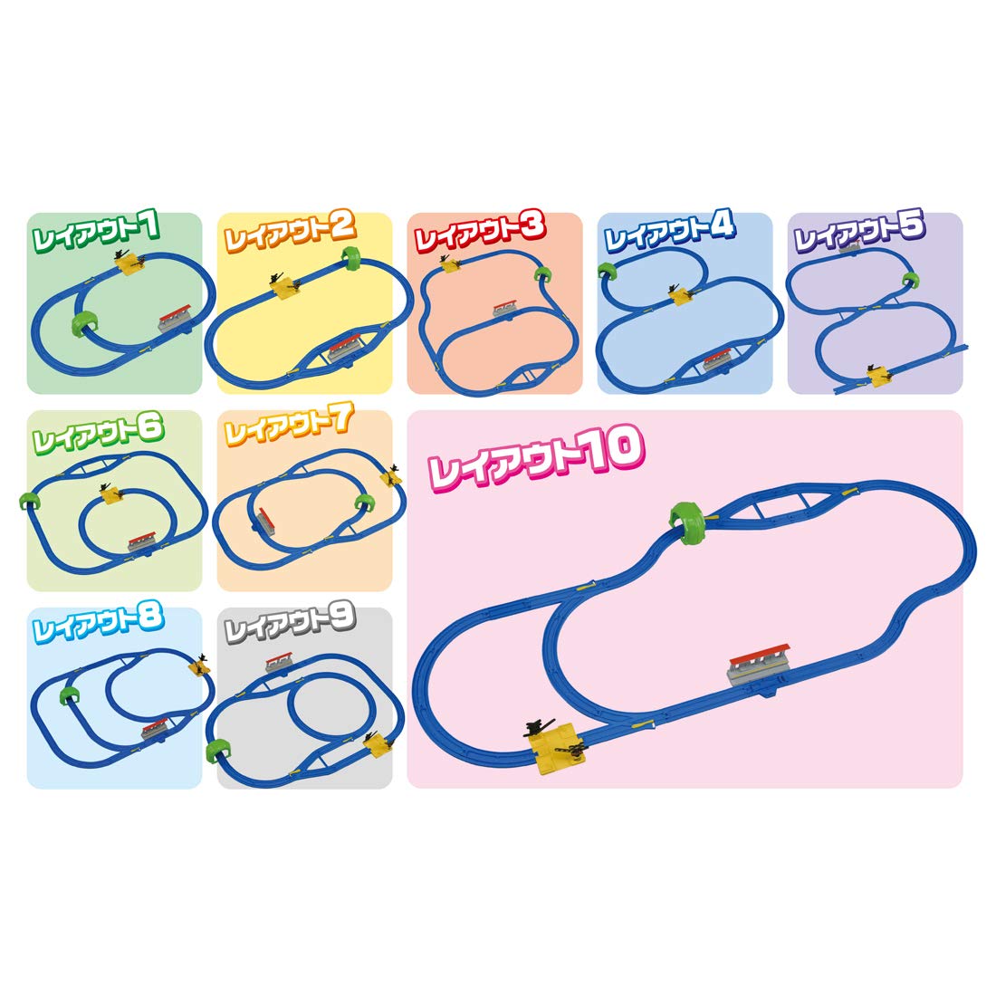 Takara Tomy Pla-Rail Make 10 Layouts! Basic Rail Set Japanese Plastic Railways- Japan Figure Store - #1 Bring To You The Best Japanese Goods
