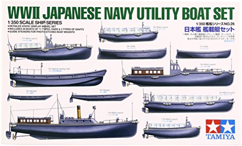 Tamiya 1/350 Japanese Navy Utility Boat Set Model Kit - Japan Figure