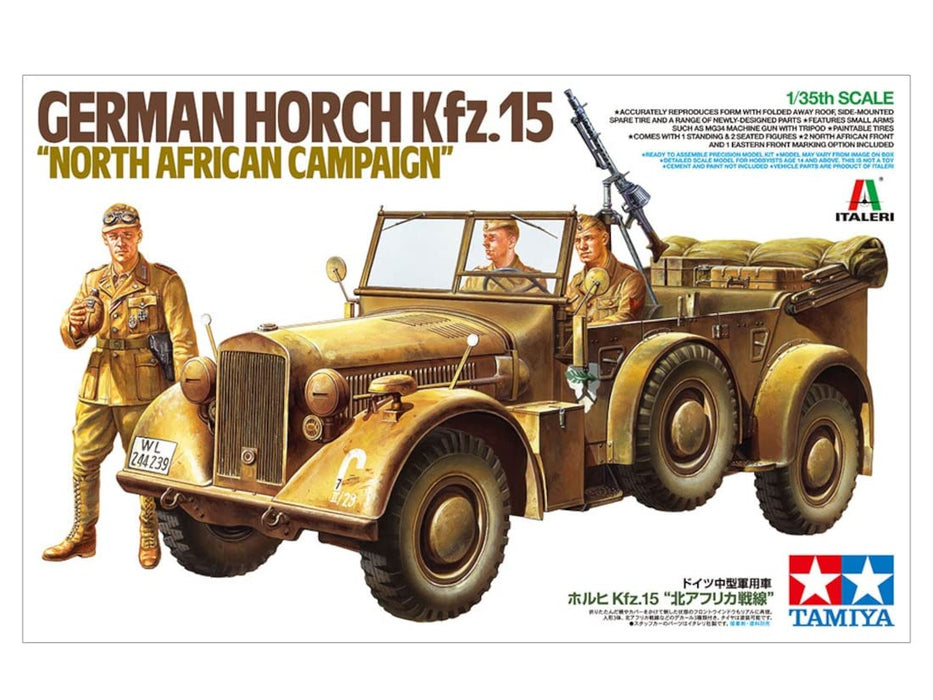 Tamiya 1/35 Italeri Series German Army Medium-Sized Military Vehicle Holch Kfz.15 North African Campaign Plastic Model 37015 Molding Color- Japan Figure Store - #1 Bring To You The Best Japanese Goods