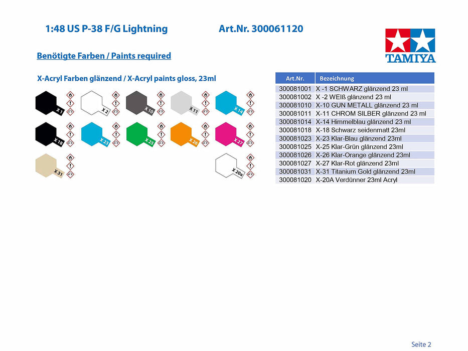 TAMIYA 61120 Lockheed P-38F/G Lighting 1/48 Scale Kit- Japan Figure Store - #1 Bring To You The Best Japanese Goods