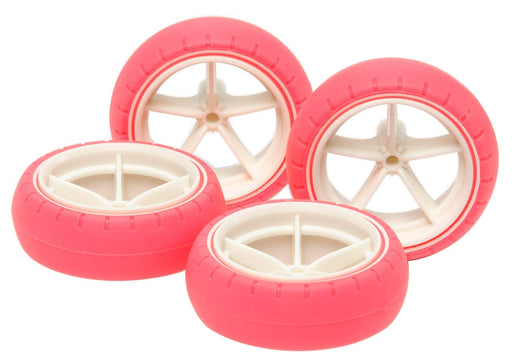 TAMIYA Mini 4Wd 95460 Narrow Large Dia. Wheel & Soft Arched Tires Fluorescent Pink- Japan Figure Store - #1 Bring To You The Best Japanese Goods
