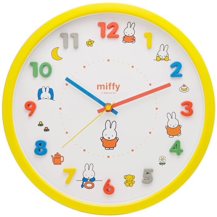 Teas Factory Miffy Wall Clock Analog Icon Wall Clock Continuous Second Hand Yellow 2926-188- Japan Figure Store - #1 Bring To You The Best Japanese Goods