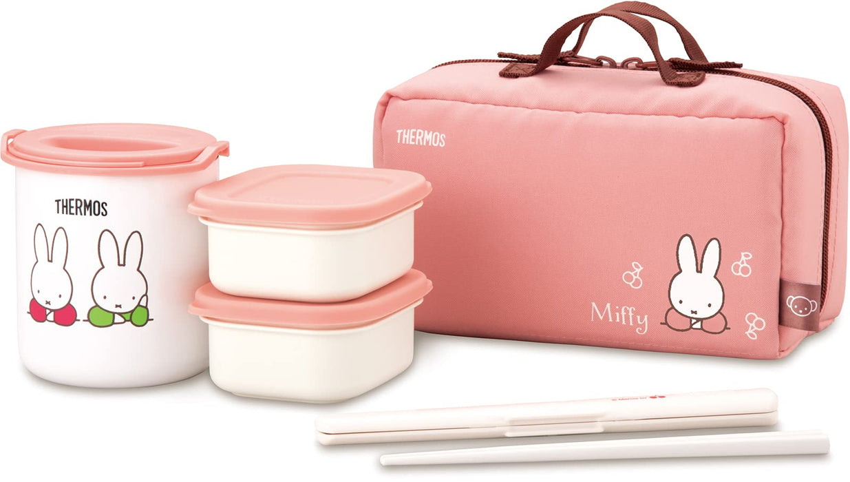 Thermos Japan Insulated Lunch Box 0.6L Miffy Light Pink Dbq-255B Lp- Japan Figure Store - #1 Bring To You The Best Japanese Goods