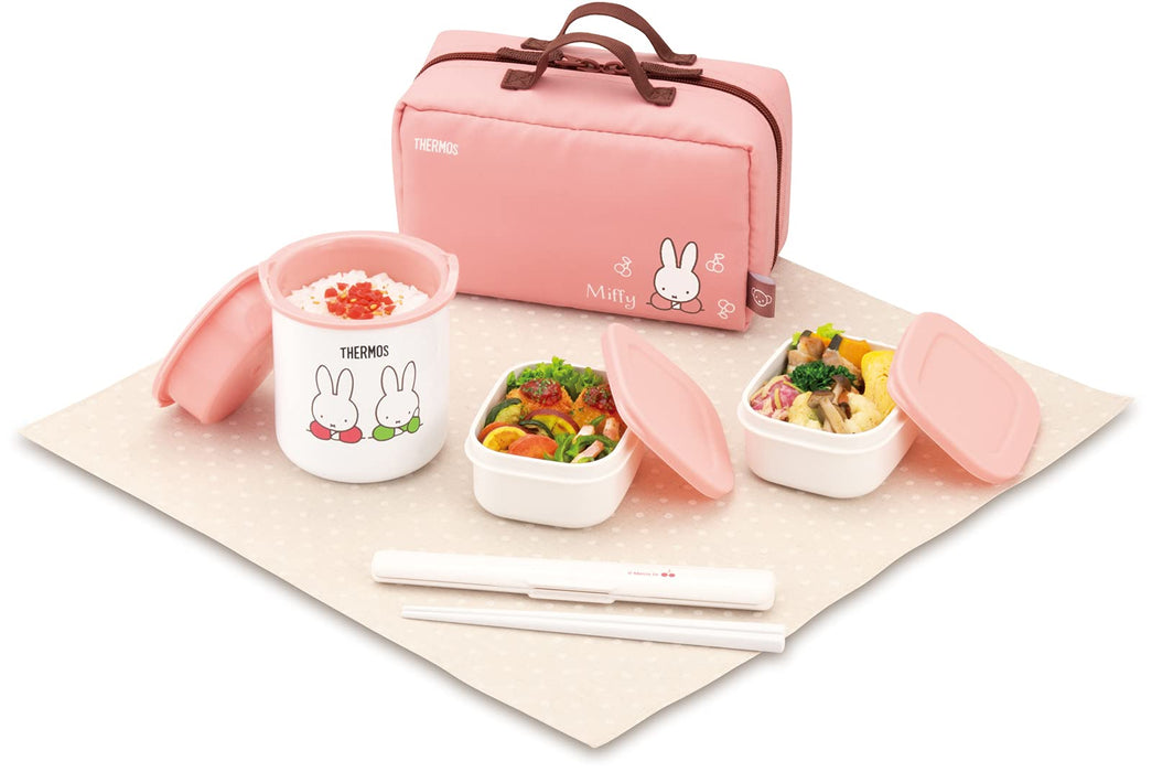 Thermos Japan Insulated Lunch Box 0.6L Miffy Light Pink Dbq-255B Lp- Japan Figure Store - #1 Bring To You The Best Japanese Goods