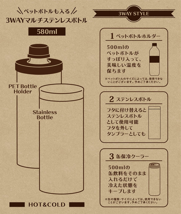 Toa Metal Kinzoku Mofusand Multi Stainless Bottle 580Ml Japan 53-2045 White- Japan Figure Store - #1 Bring To You The Best Japanese Goods