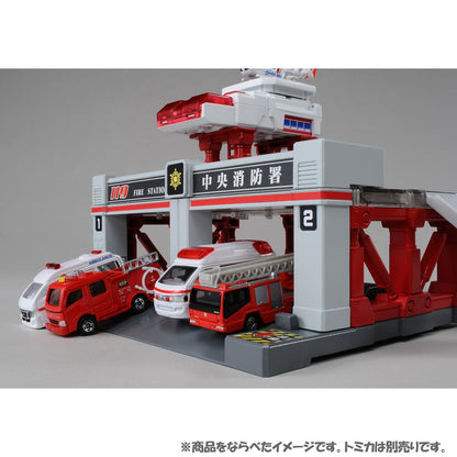Takara Tomy Tomica Town Build City Sound Light Fire Station (874393) Fire Truck Toys- Japan Figure Store - #1 Bring To You The Best Japanese Goods