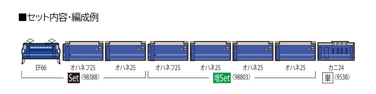 TOMIX - 98388 Jr Type Ef66 Blue Train Set 3 Cars Set - N Scale- Japan Figure Store - #1 Bring To You The Best Japanese Goods