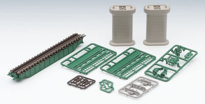 Tomytec Tomix N Gauge Dark Green Upper Girder Bridge S140 with Pc Piers 2-Piece Railway Model 3256- Japan Figure Store - #1 Bring To You The Best Japanese Goods