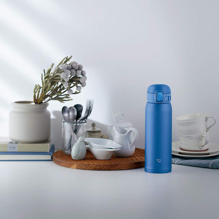Zojirushi Water Bottle (Seamless One Touch): Blue 480ml Stainless Steel Bottle From Japan- Japan Figure Store - #1 Bring To You The Best Japanese Goods
